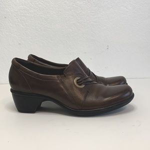 CLARKS BENDABLES LEATHER BROWN SLIP ON ANKLE BOOTIES 9